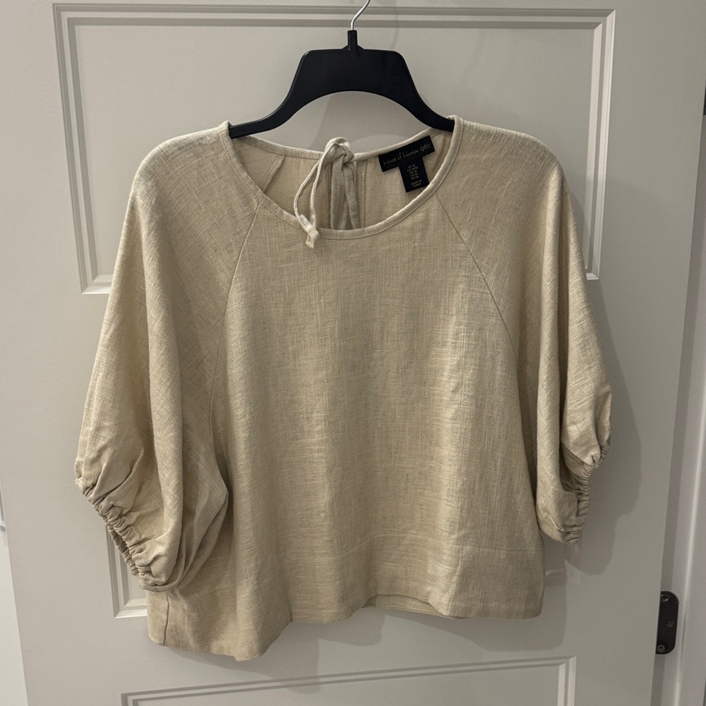 *LIKE NEW* House of Harlow 1960 Beige Gathered Sleeve SwingTop:SIZE MEDIUM